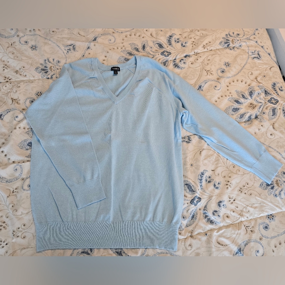 Torrid Blue V-Neck Sweater Relaxed Fit